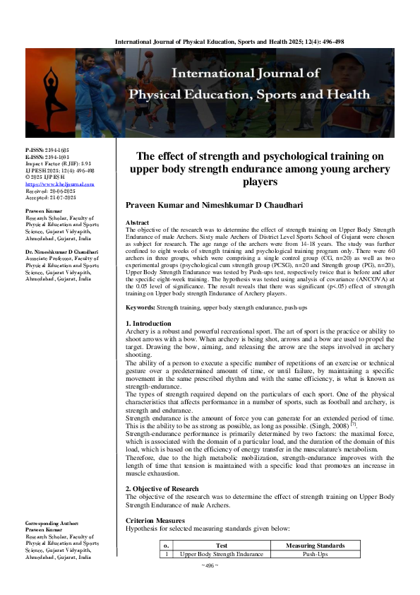 (PDF) The effect of strength and psychological training on upper body ...