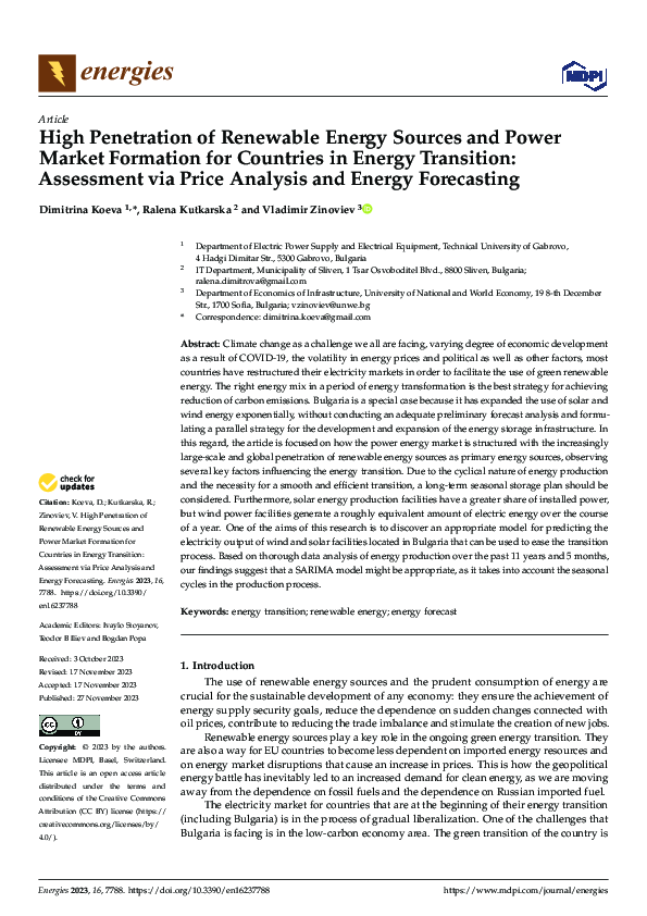 (PDF) High Penetration of Renewable Energy Sources and Power Market ...