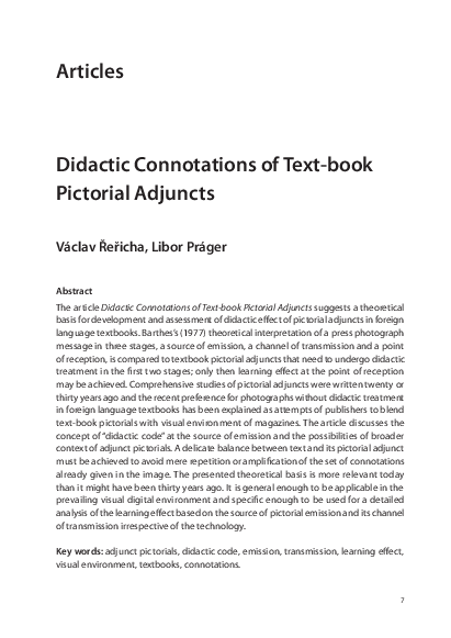 (PDF) Didactic Connotations of Text-book Pictorial Adjuncts