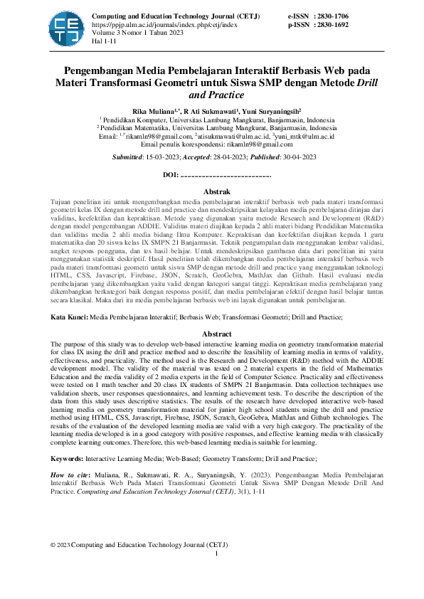 (PDF) Pengembangan Media Pembelajaran Interaktif Berbasis Web Pada ...