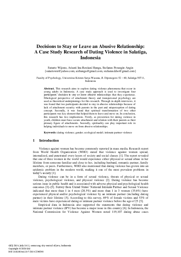 (PDF) Decisions to Stay or Leave an Abusive Relationship: A Case Study ...