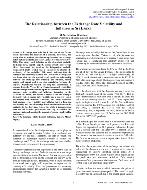 (PDF) The Relationship between the Exchange Rate Volatility and ...