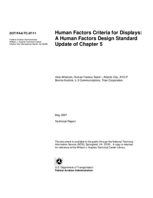 (PDF) Human Factors Criteria for Displays: A Human Factors Design ...