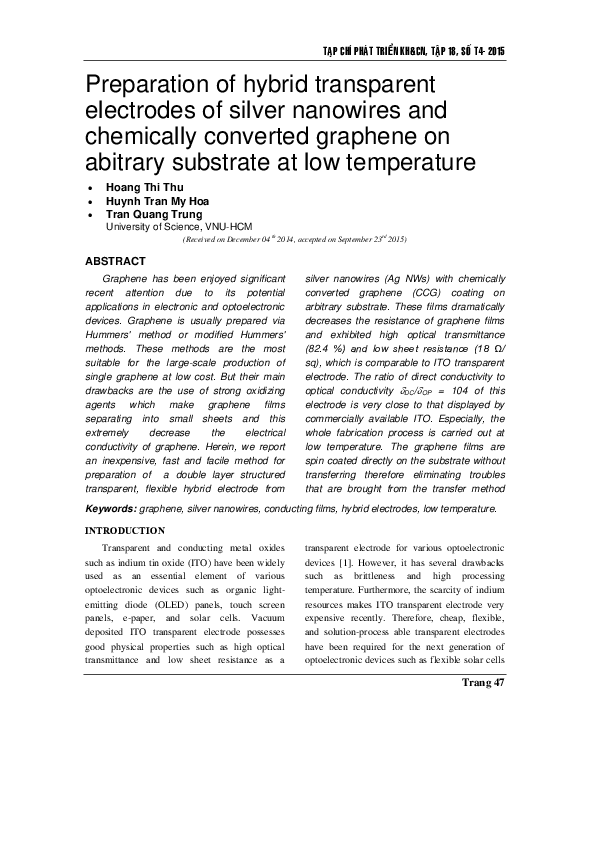 (PDF) Preparation of hybrid transparent electrodes of silver nanowires ...