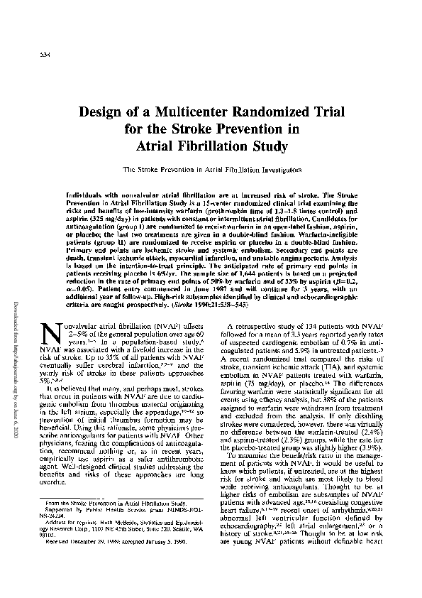 (PDF) Design of a multicenter randomized trial for the Stroke ...