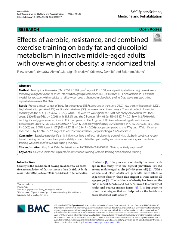 (PDF) Effects of aerobic, resistance, and combined exercise training on ...