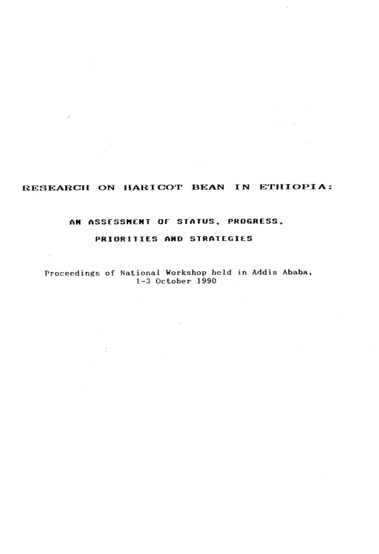 PDF) Research on Haricot Bean in Ethiopia an Assessment of Status