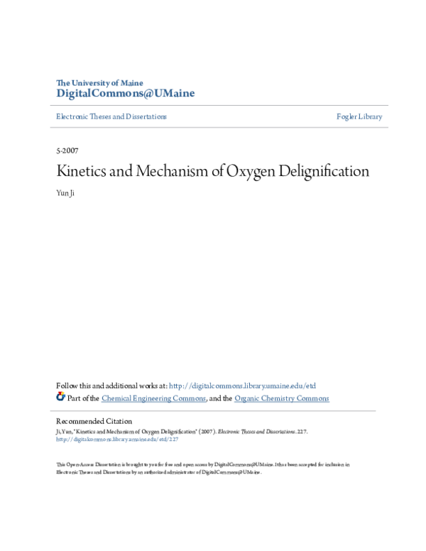 (PDF) Kinetics and Mechanism of Oxygen Delignification