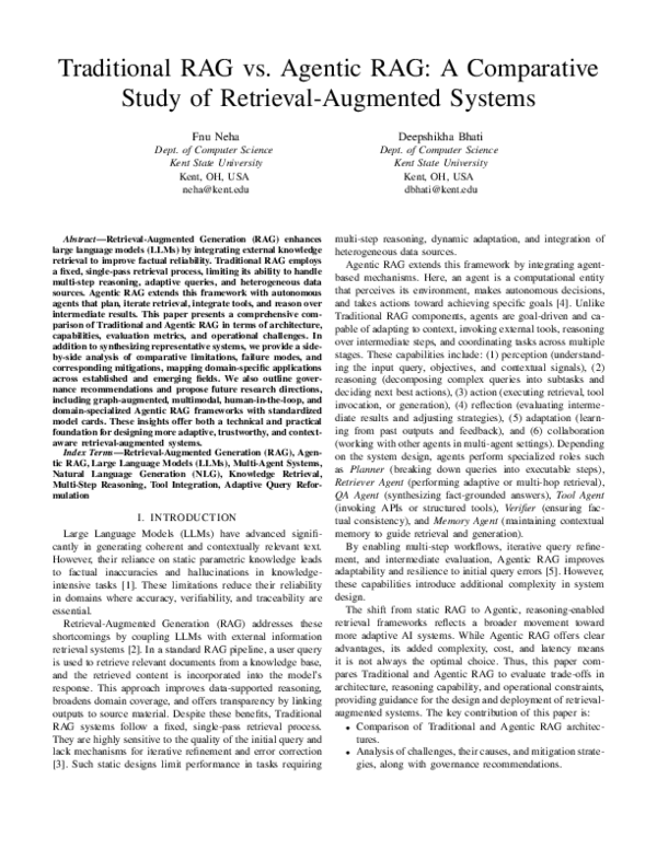 (PDF) Traditional RAG vs. Agentic RAG: A Comparative Study of Retrieval ...