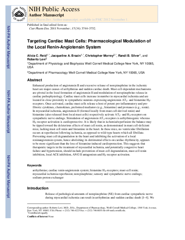 (PDF) Targeting Cardiac Mast Cells: Pharmacological Modulation of the ...