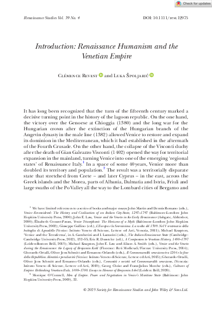 (PDF) Introduction: Renaissance Humanism and the Venetian Empire
