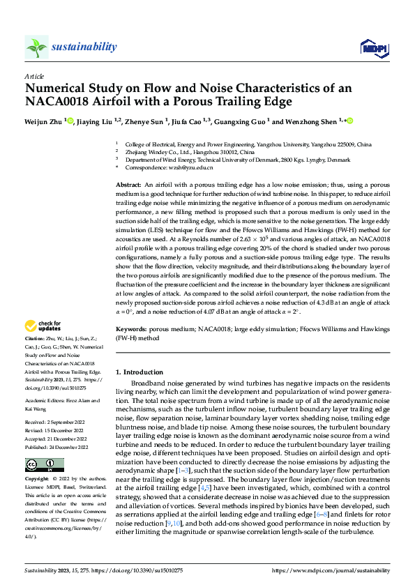 (PDF) Numerical Study on Flow and Noise Characteristics of an NACA0018 ...