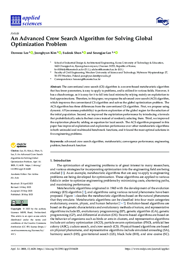 (PDF) An Advanced Crow Search Algorithm for Solving Global Optimization ...