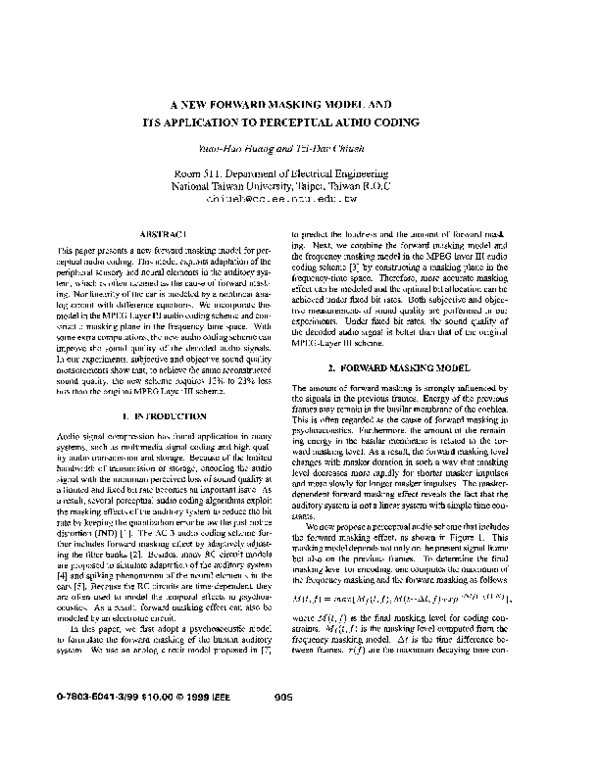 (PDF) A new forward masking model and its application to perceptual ...