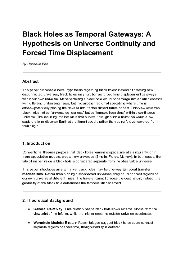 (PDF) Black Holes as Temporal Gateways: A Hypothesis on Universe ...