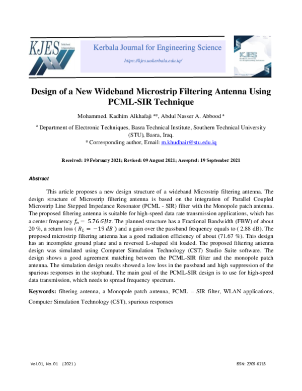 (PDF) Design of a New Wideband Microstrip Filtering Antenna Using PCML ...
