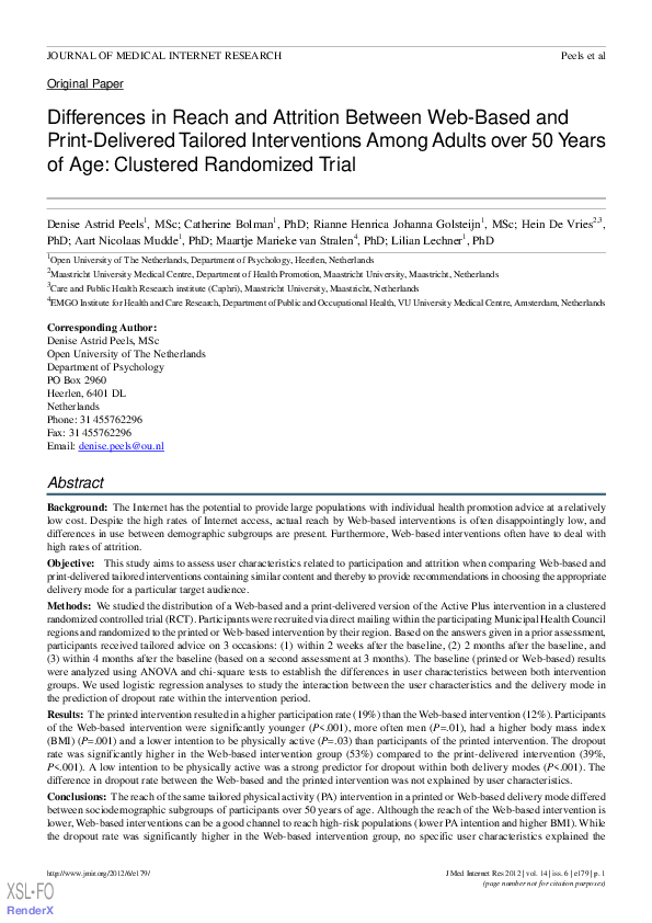 (PDF) Differences in Reach and Attrition Between Web-Based and Print ...