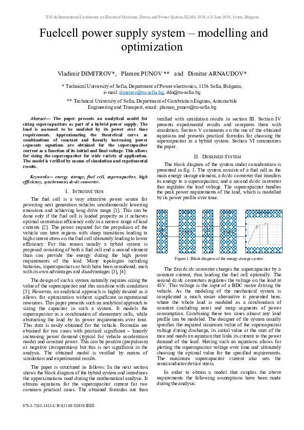 (PDF) Fuelcell power supply system – modelling and optimization