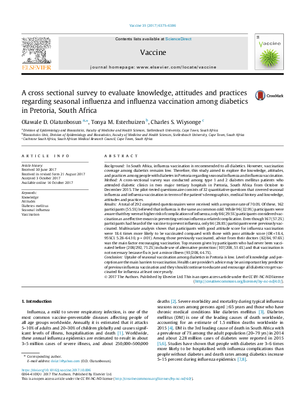 (PDF) A cross sectional survey to evaluate knowledge, attitudes and ...