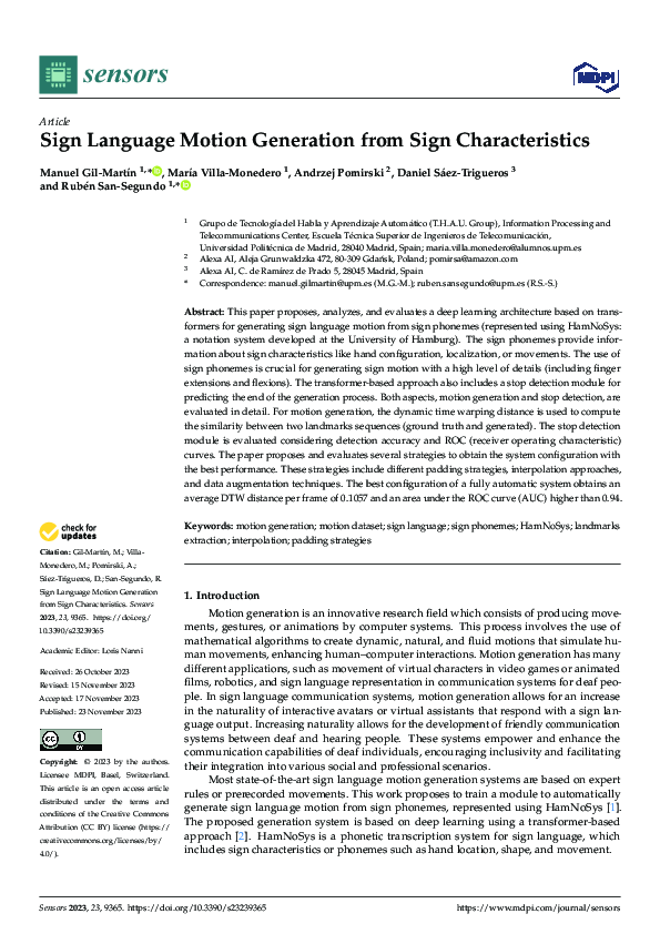 (PDF) Sign Language Motion Generation from Sign Characteristics