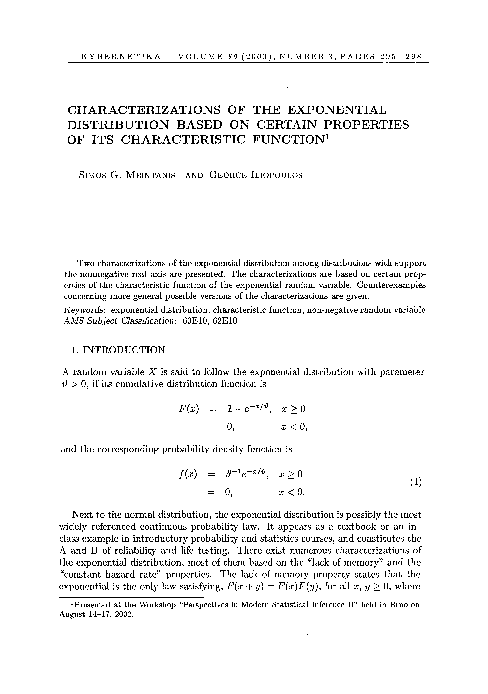 (PDF) Characterizations of the exponential distribution based on ...
