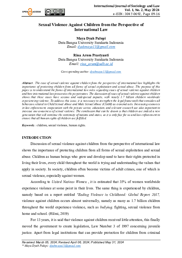 (PDF) Sexual Violence Against Children from the Perspective of ...