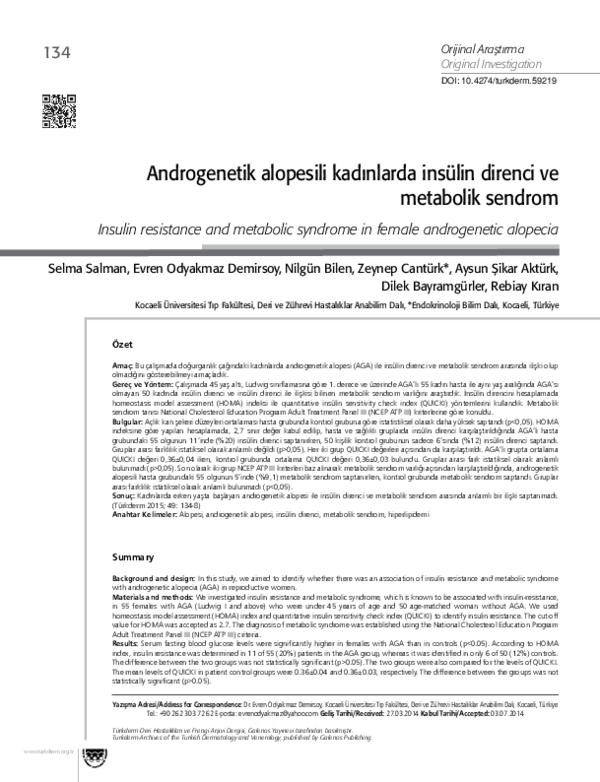 (PDF) Insulin resistance and metabolic syndrome in female androgenetic ...