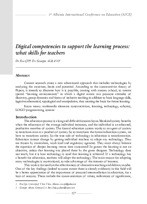 (PDF) Digital competencies to support the learning process: what skills ...