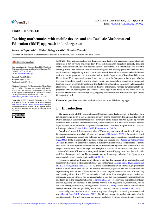 (PDF) Teaching mathematics with mobile devices and the Realistic ...