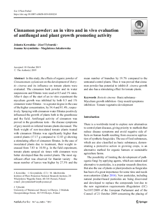 (PDF) Cinnamon powder: an in vitro and in vivo evaluation of antifungal ...