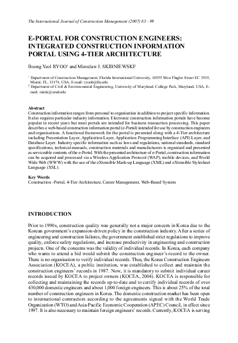 (PDF) E-Portal for Construction Engineers: Integrated Construction ...