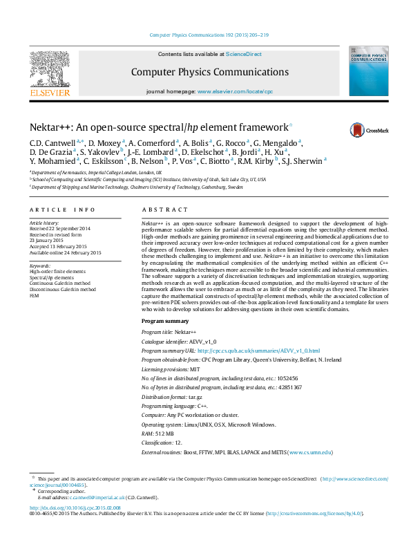 (PDF) Nektar++: An open-source spectral/ h p element framework