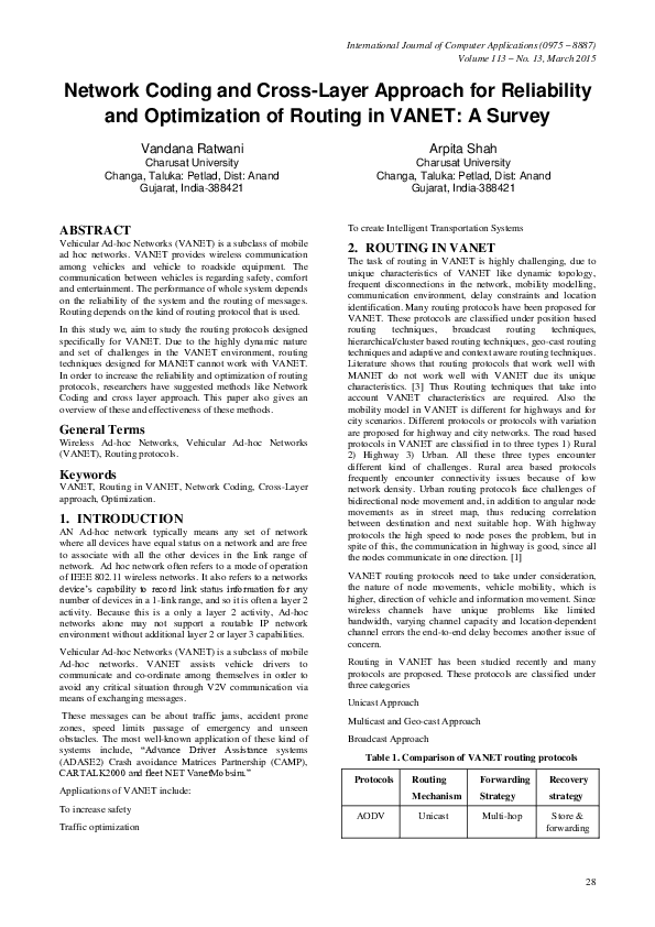 (PDF) Network Coding and Cross-Layer Approach for Reliability and ...