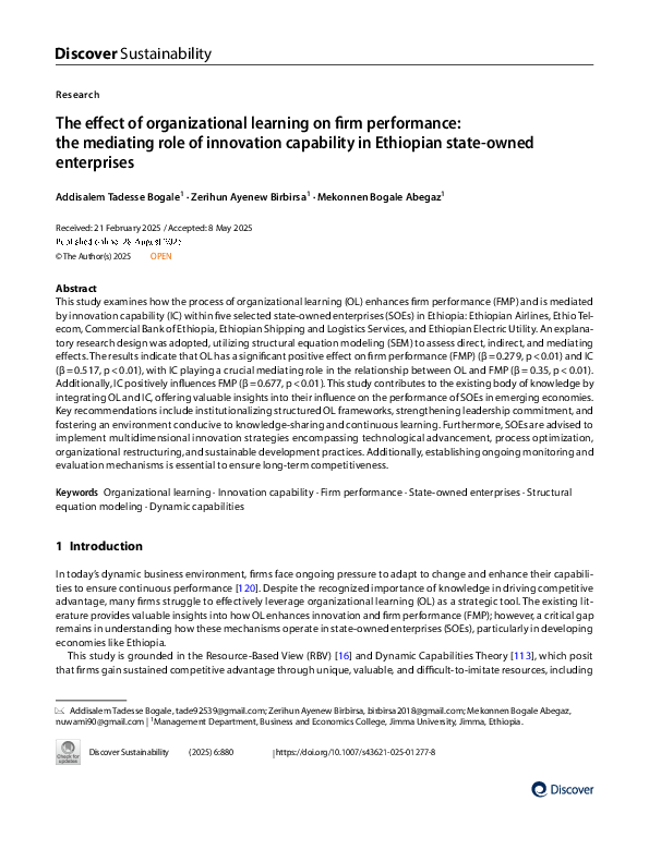(PDF) The effect of organizational learning on firm performance: the ...