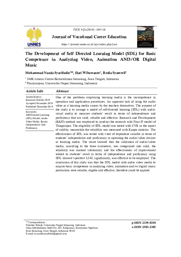 (PDF) The Development of Self Directed Learning Model (SDL) for Basic ...