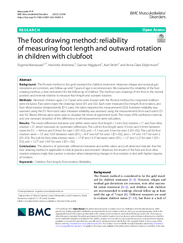 (PDF) The foot drawing method: reliability of measuring foot length and ...
