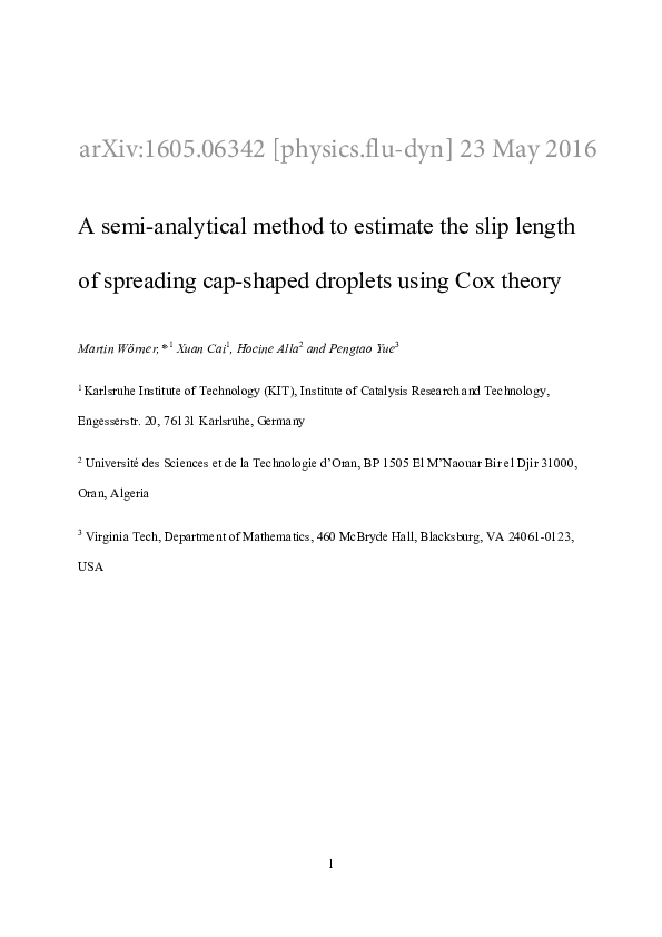 (PDF) A semi-analytical method to estimate the slip length of spreading ...