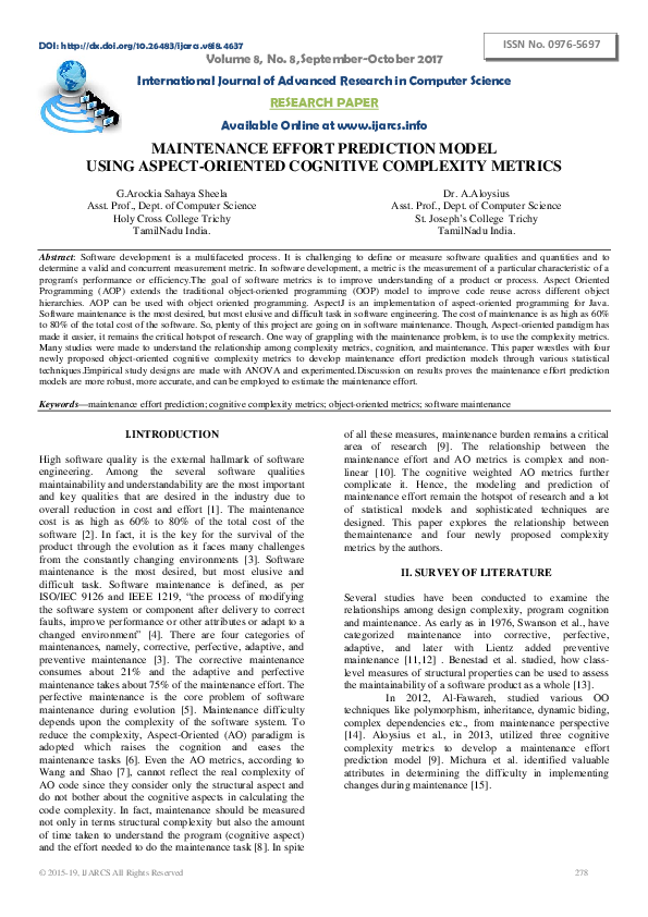 (PDF) Maintenance Effort Prediction Model Using Aspect-Oriented ...