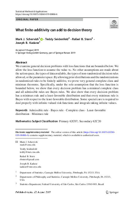 (PDF) What finite-additivity can add to decision theory