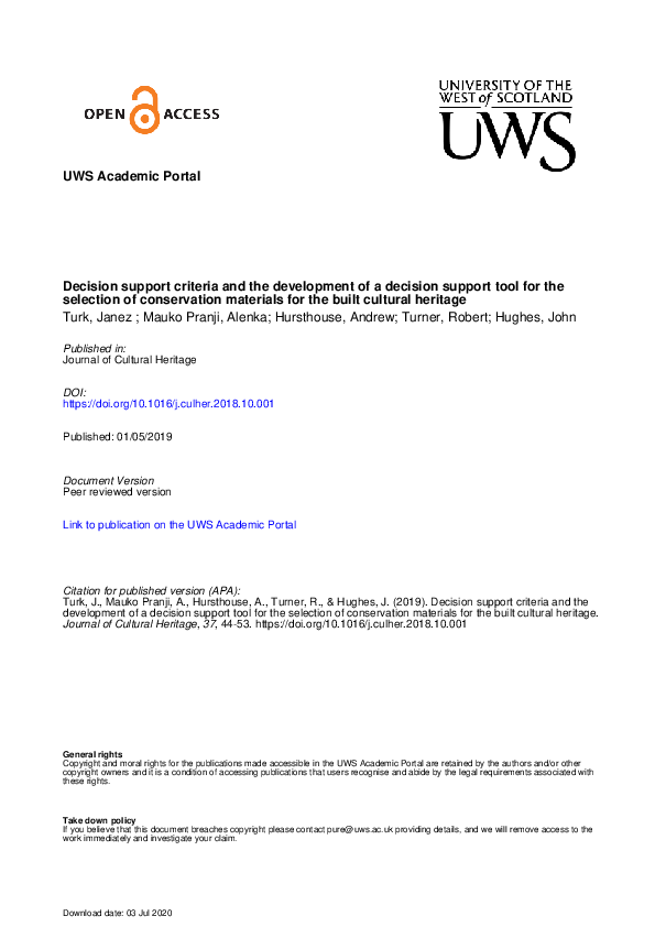 (PDF) Decision support criteria and the development of a decision ...