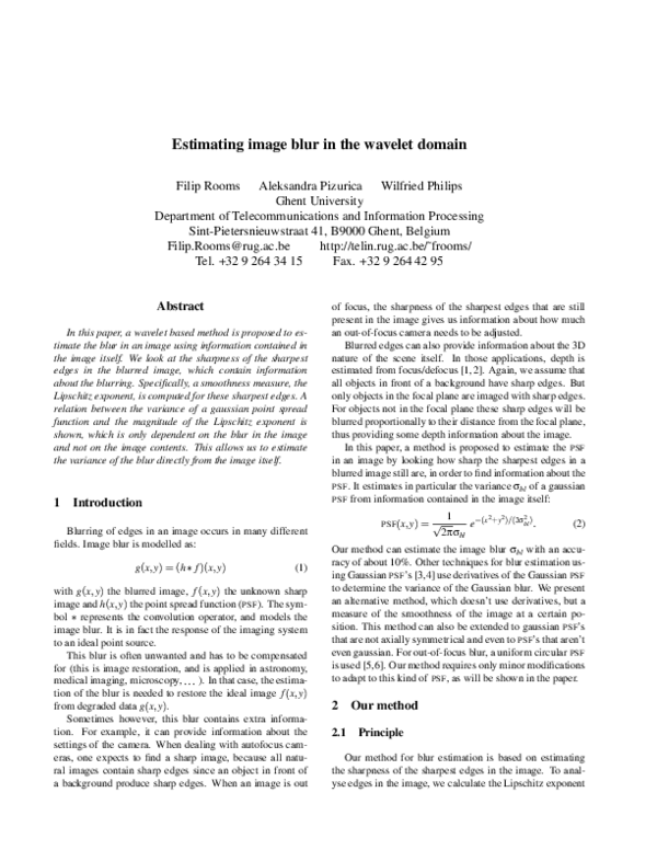 (PDF) Estimating image blur in the wavelet domain