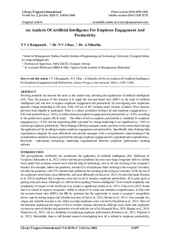 (PDF) An Analysis Of Artificial Intelligence For Employee Engagement ...