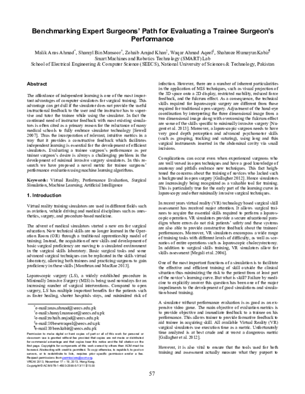 (PDF) Benchmarking expert surgeons' path for evaluating a trainee ...