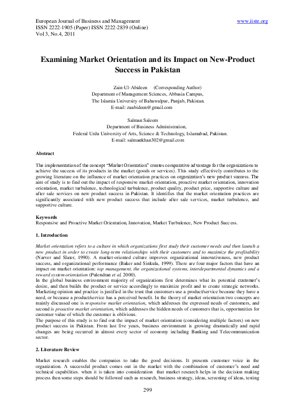 (PDF) Examining Market Orientation and its Impact on New-Product ...