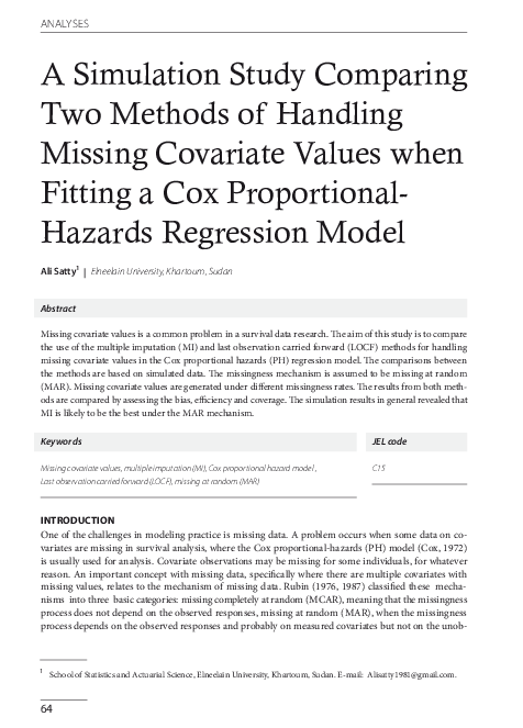 (PDF) A Simulation Study Comparing Two Methods of Handling Missing ...