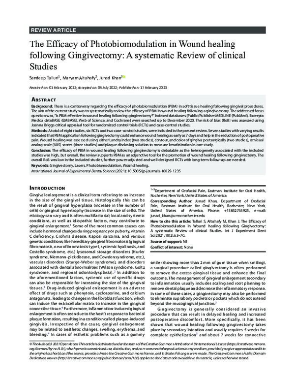 (PDF) The Efficacy of Photobiomodulation in Wound healing following ...