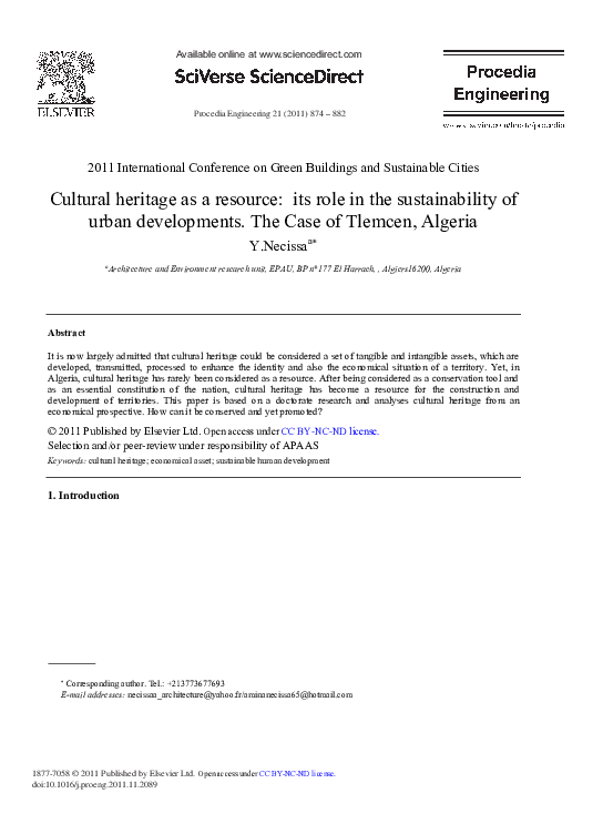 (PDF) Cultural Heritage as a Resource: its Role in the Sustainability ...