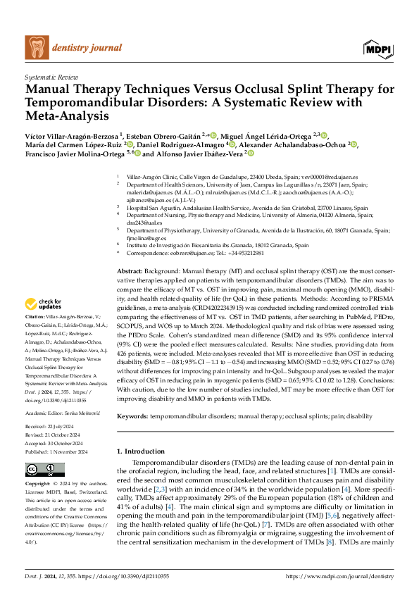 (PDF) Manual Therapy Techniques Versus Occlusal Splint Therapy for ...