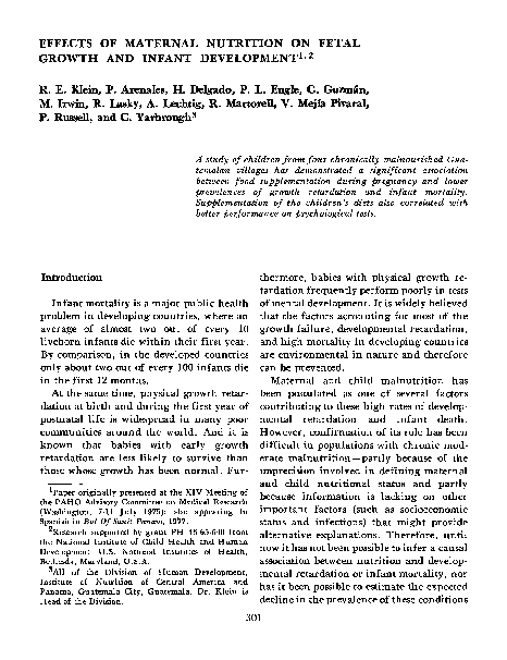 (PDF) Effects of maternal nutrition on fetal growth and infant development