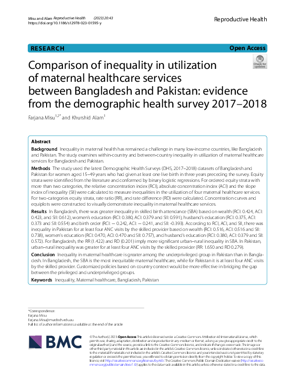 (PDF) Comparison of inequality in utilization of maternal healthcare ...